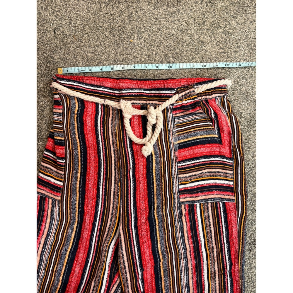 Velvet Heart Wide Leg Pants Women Medium Red Striped Rope Belt Boho Beachy - Picture 6 of 11